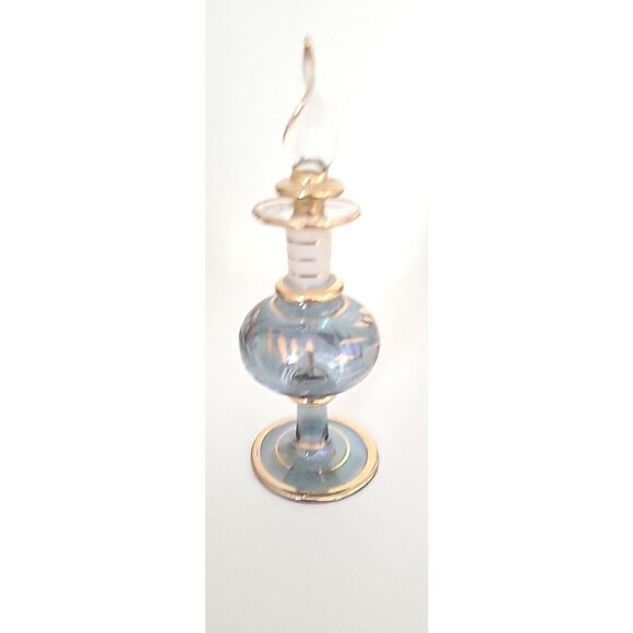 Royal Limited Blue Gold Trim Hand-Painted Crystal Perfume Bottle Made In Egypt - Picture 2 of 4